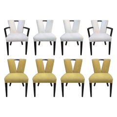 Set of 8 Plunging Neck Dining Chairs by Paul Frankl