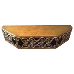 1950's Gold Leafed Shelf with Wrought Iron Motifs and 2 doors