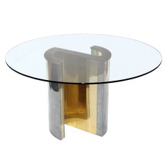 Mixed Metal Z Pedestal Table Attb to Pierre Cardin