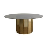 Rare Faceted Brass Dining Table by Bernard Rohne for Mastercraft