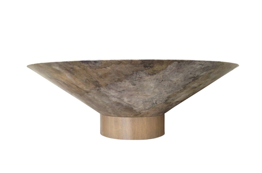 American Conical Shaped Coffee table on a Walnut Base & Parchment Finish