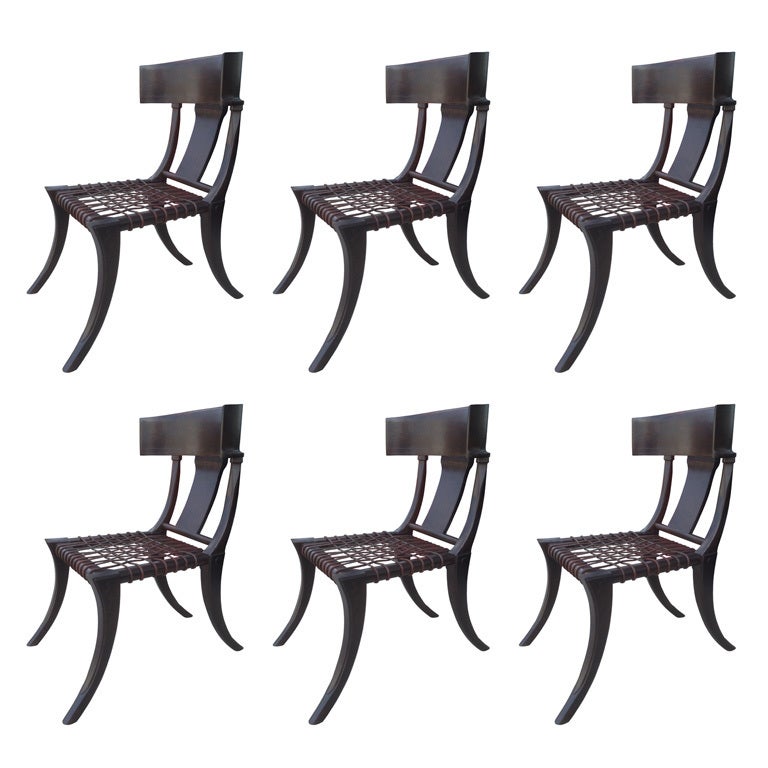 Set of 6 Klismos Chairs With Rope Seats