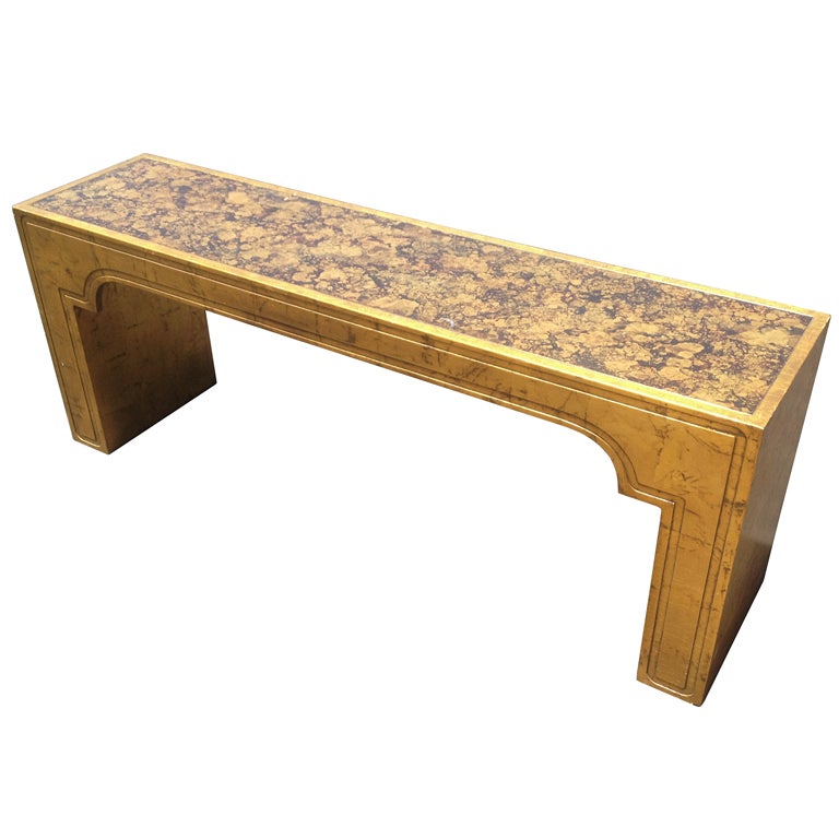 Phyllis Morris Console Table in Gold Leaf and Oil Drop Finish