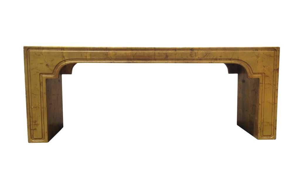 Mid-Century Modern Phyllis Morris Console Table in Gold Leaf and Oil Drop Finish