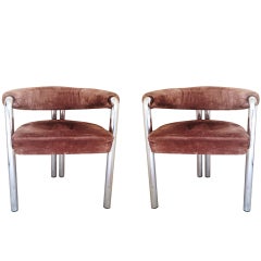 Pair of DeSede Armchairs with Tubular Frames