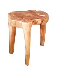 Rustic Carved Wood Stool