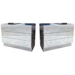 Pair of Chrome and Mirror Dressers attb to Ello Furniture