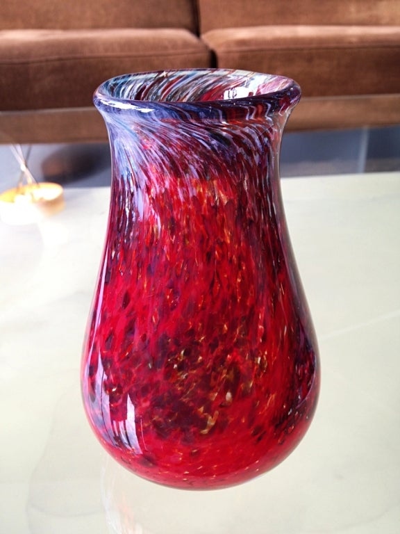 Modern Artisan Glass Vase by Bob Allen For Sale