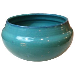 Turquoise Squat Vase by Samuel Sanders for Isle of Wight Pottery
