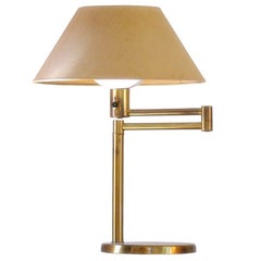 Vintage Swing Arm Table Lamp in Brass By Walter Von Nessen