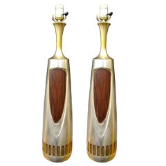 Pair of 1960s Brass Lamps by Laurel Lighting 12