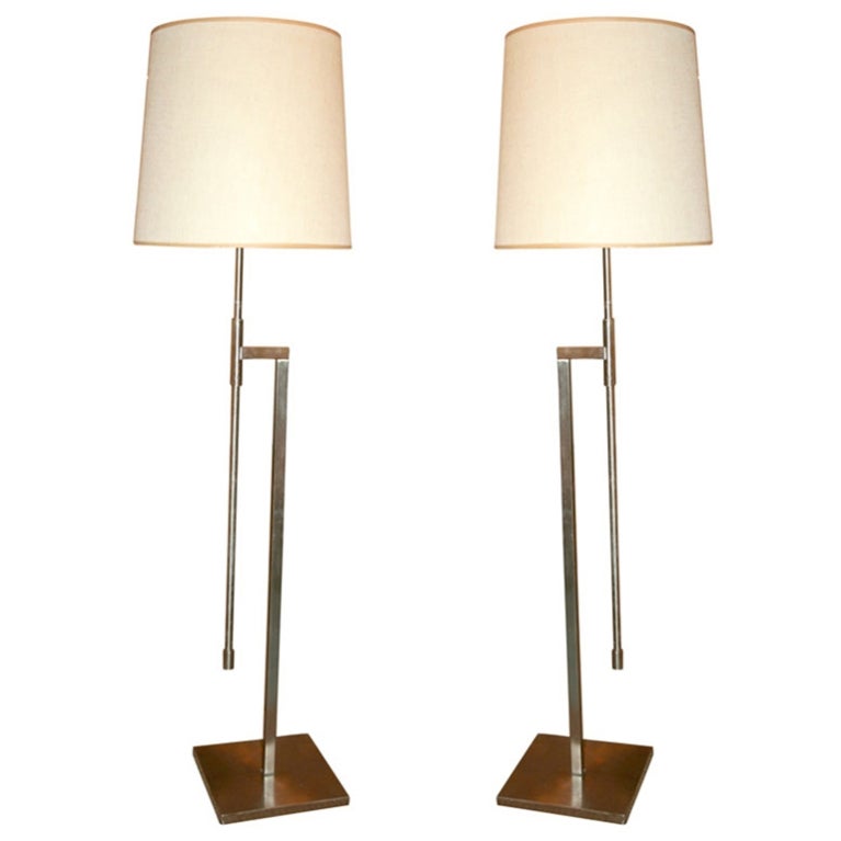 Pair of 1960s Adjustable Brass Foor Lamp by Laurel Lighting
