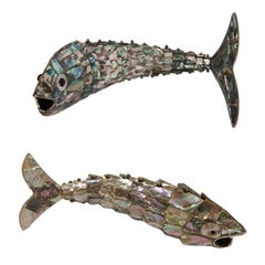 Vintage Articulated Abalone & Brass Bottle Openers by Los Castillo
