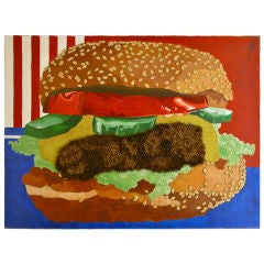 Iconic Pop Image of an American Cheese Burger, Mixed Media