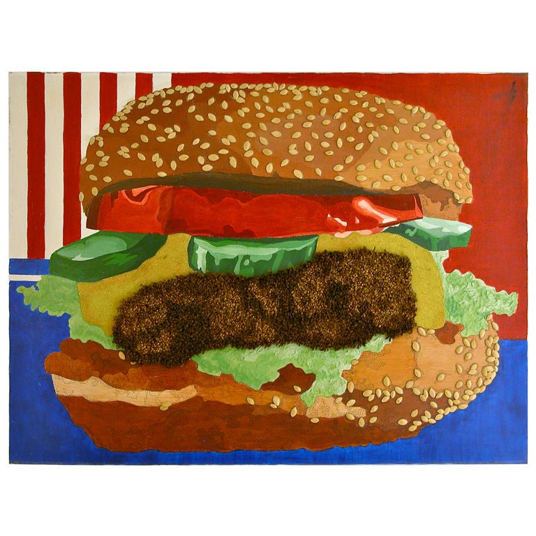 Iconic Pop Image of an American Cheese Burger, Mixed Media