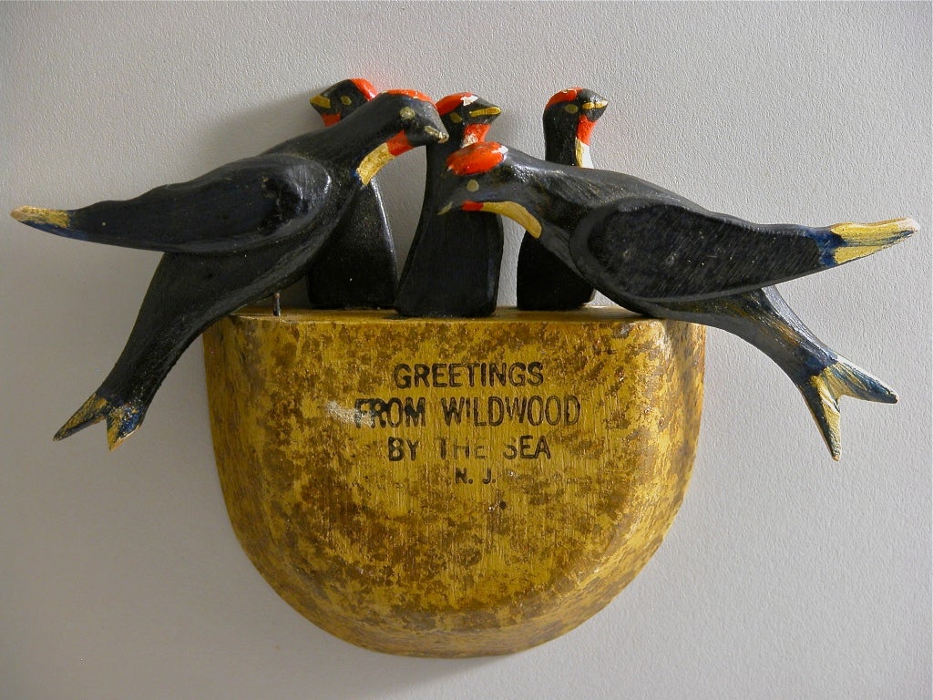 An authentic folk art souvenir of humorous configuration, made it's way back here from the wildwoods of the Jersey shore