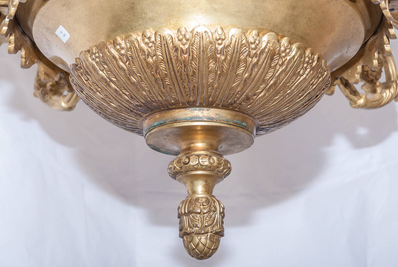 Very Large French Louis XVI Style Bronze Eight-Light Chandelier In Excellent Condition In New York, NY
