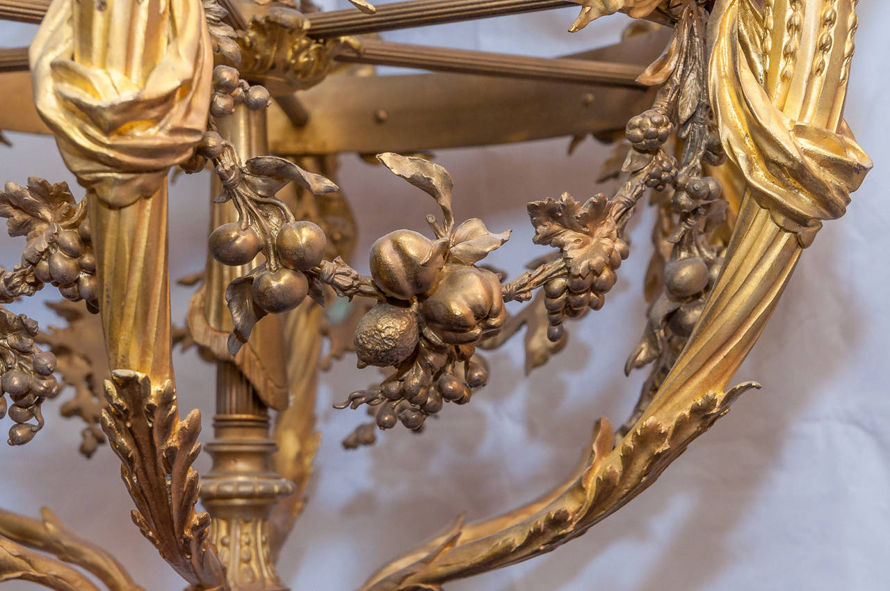 20th Century Very Fine Louis XVI Style Bronze Six-Light Chandelier