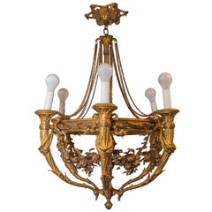 Very Fine Louis XVI Style Bronze Six-Light Chandelier