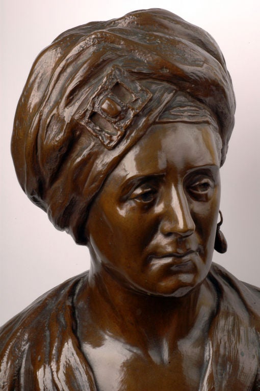 This large bronze bust by Edith Lichtenstein depicts a distinguished Middle Eastern gentleman and was cast by Gorham in the late nineteenth century.