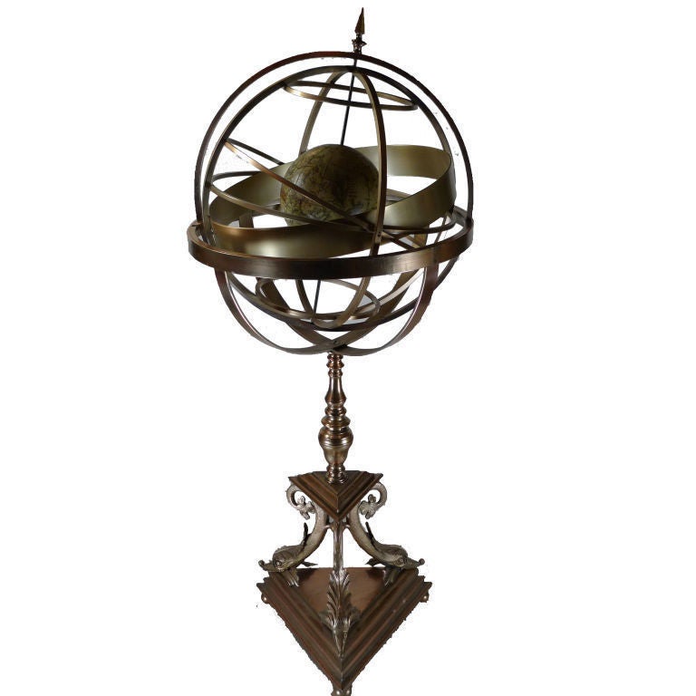 Gilt Bronze Armillary With Celestial Globe on Tripod Base