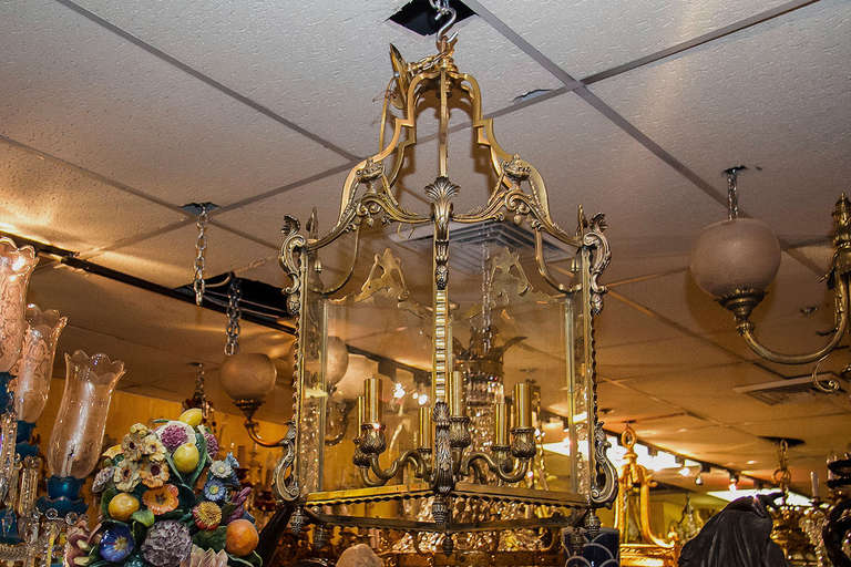 Louis XVI Style Bronze Six Light Lantern In Good Condition In New York, NY