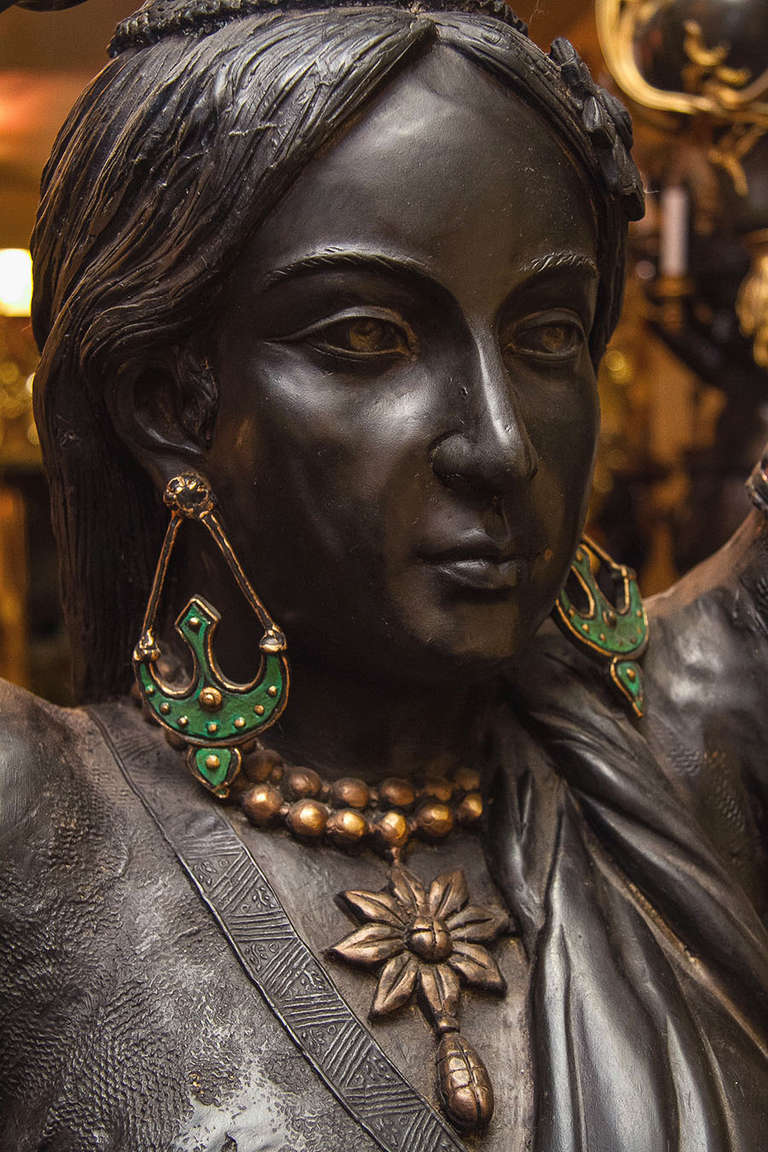 Pair of Lifesize Orientalist Bronze Figures of Young Beauties 4
