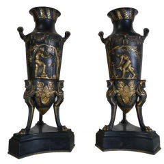 Pair of Neoclassical Bronze Figural Vases, Ferdinand Barbedienne