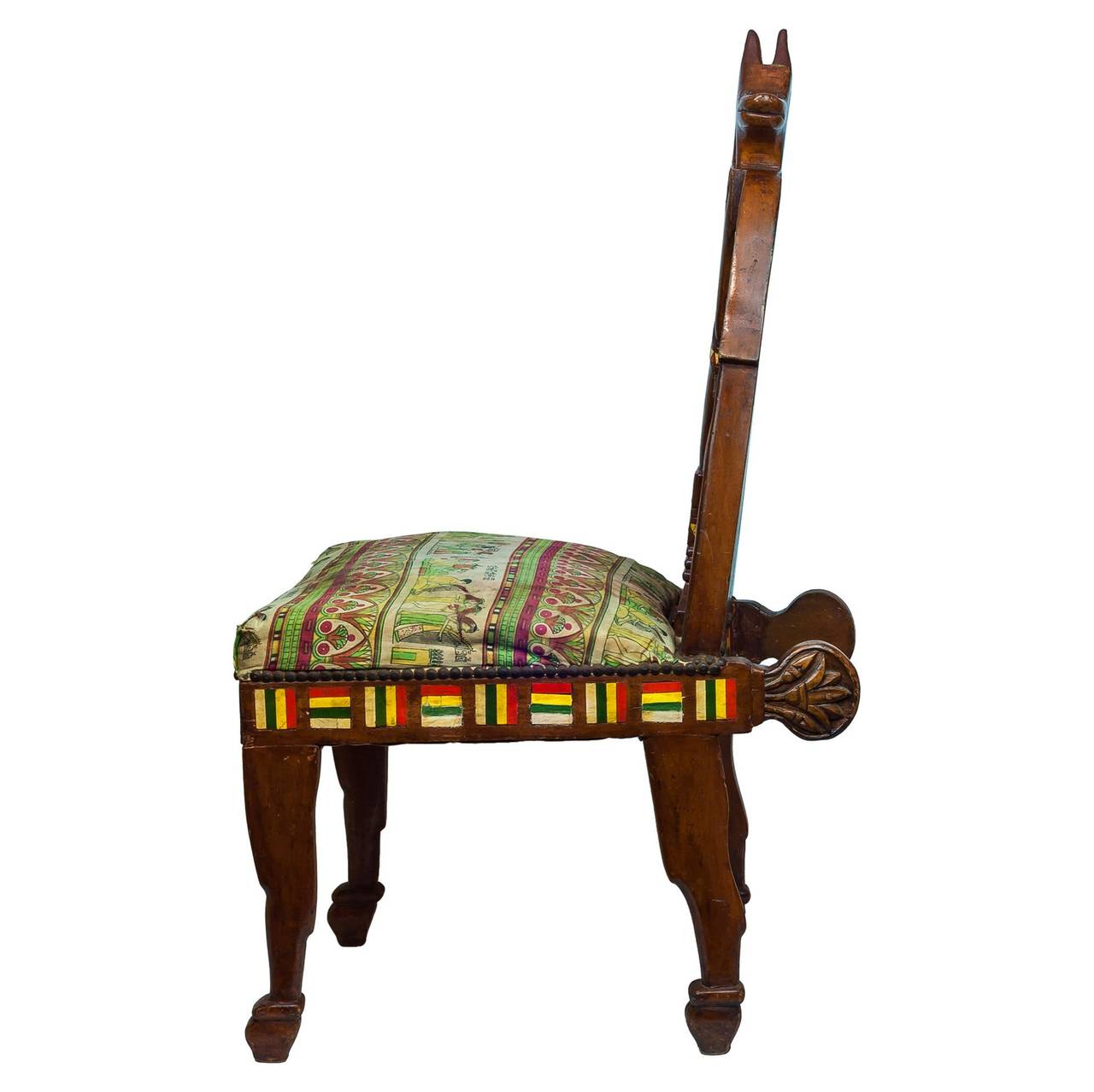 Unusual Egyptian revival inlaid figural side chair.
Stock Number: F9