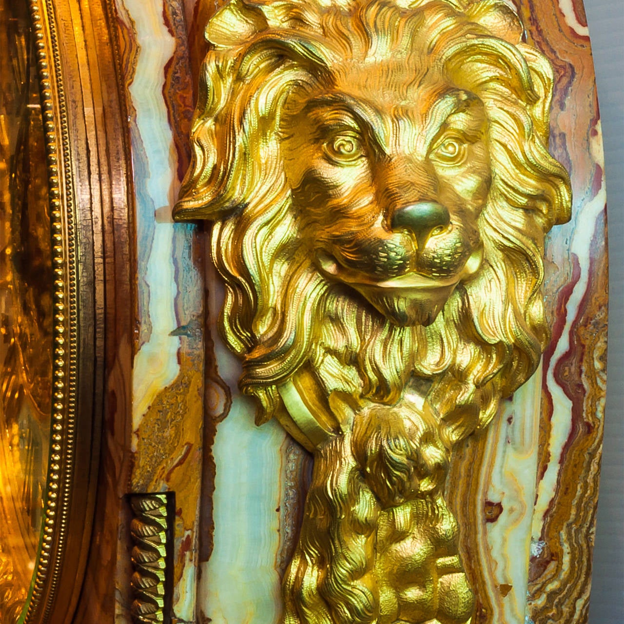 Palace Size French Gilt Bronze and Onyx Mantel Clock