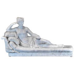 Very Large Neoclassical Marble Figure of a Reclining Maiden on a Daybed