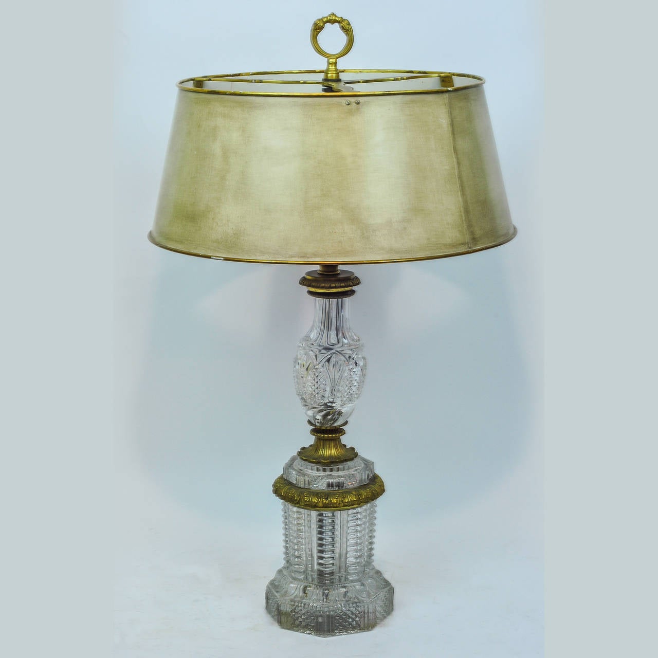 Pair of French Empire Style Crystal and Bronze Table Lamps