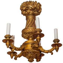 Gilt Bronze Louis XVI Style Five-Light Chandelier
