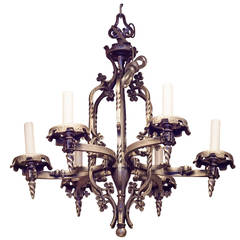 Wrought Iron Six-Light Chandelier with Twisted Design