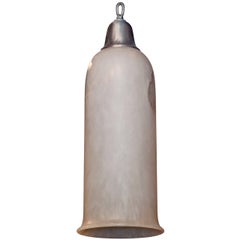 Mid Century Tall Cylinder Form Alabaster Pendant Light