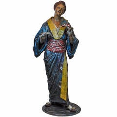 Lifesize Chinoiserie Figure of a Japanese Woman in a Kimono Outfit