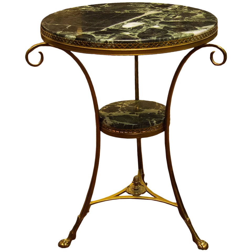 Louis XVI style bronze and marble top gueridon