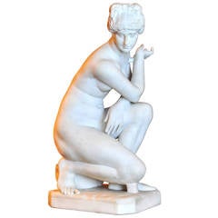 Large Neoclassical Marble Figure of Venus Kneeling