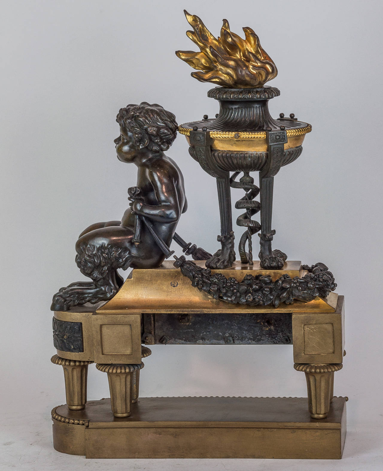 Pair of two-toned bronze figural fireplace chenets
Stock number: MF6.