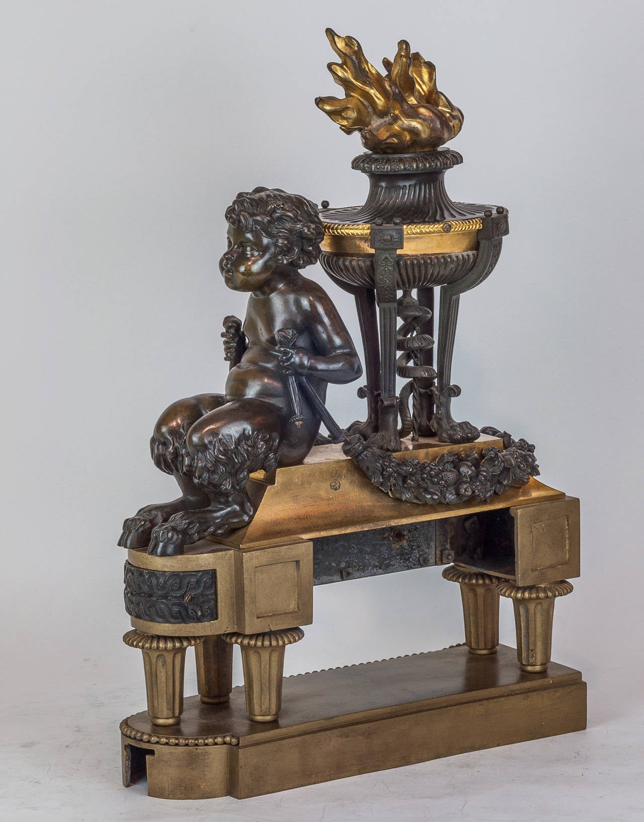 Pair of Two-Toned Bronze Figural Fireplace Chenets 2