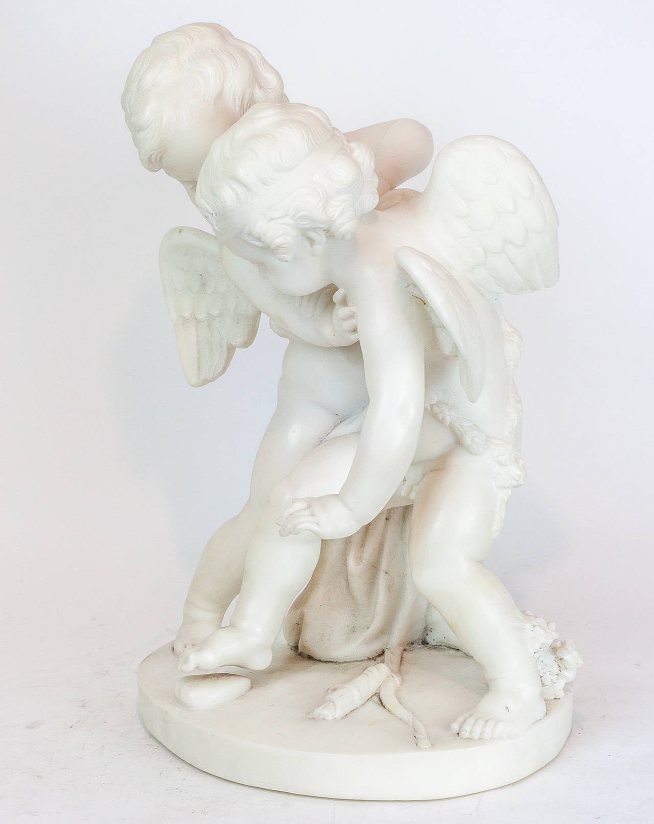 Italian White Marble Group of Two Cherubs Depicting Broken Heart at ...