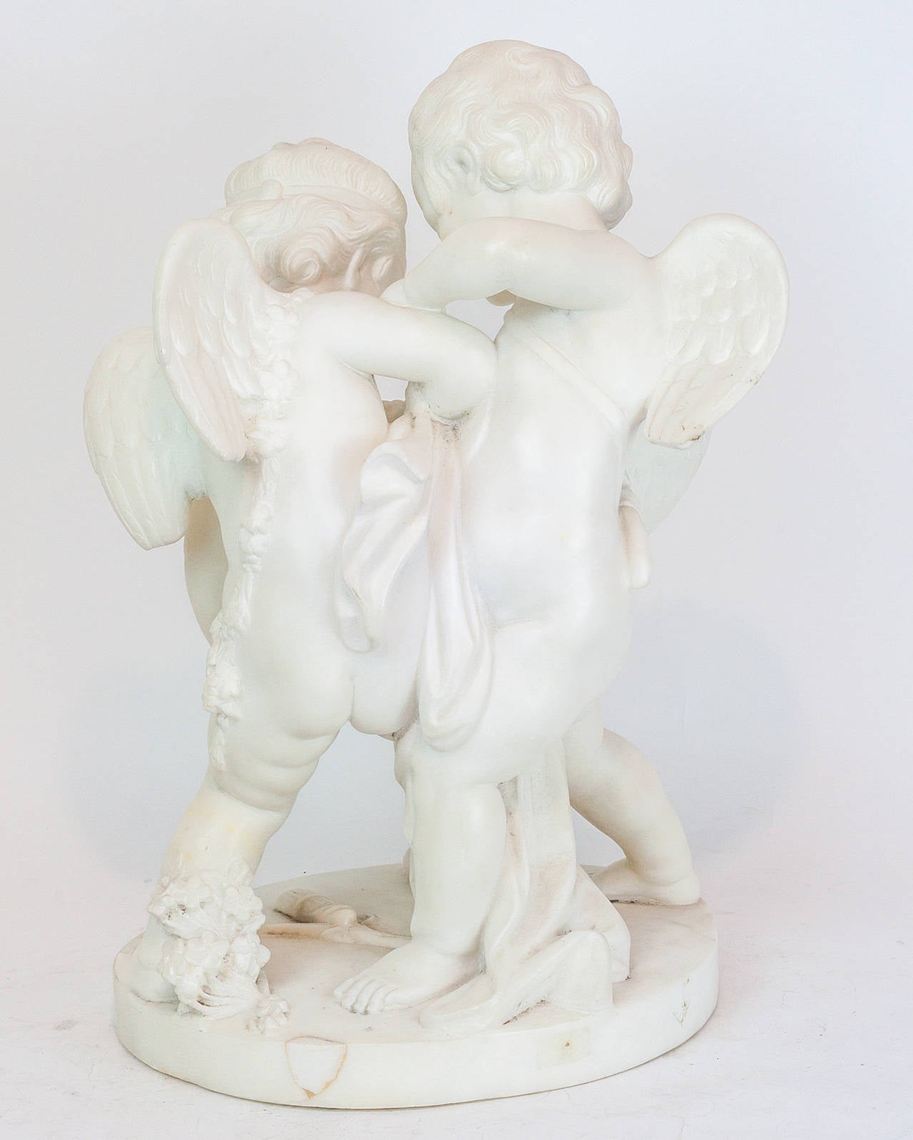 Italian White Marble Group of Two Cherubs Depicting Broken Heart at ...