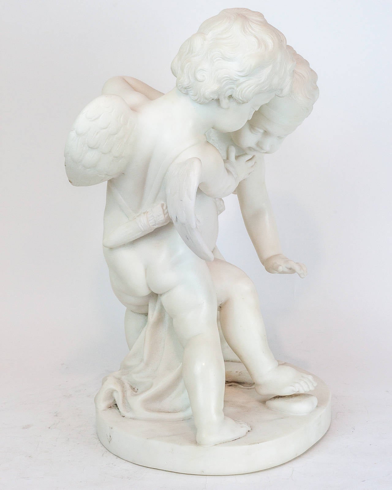 Italian White Marble Group of Two Cherubs Depicting Broken Heart at ...