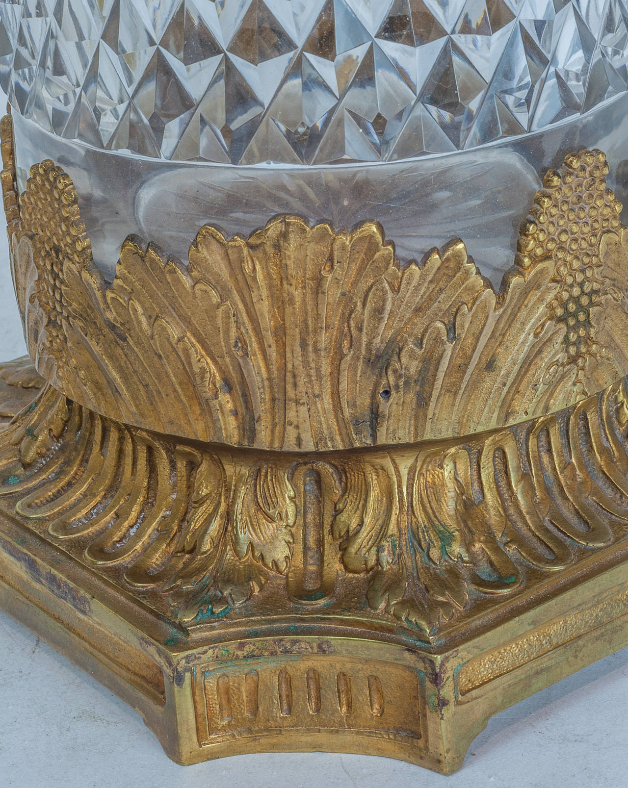 Tall Cylinder Form Crystal and Bronze Flower Vase Centerpiece
Stock Number: DA42