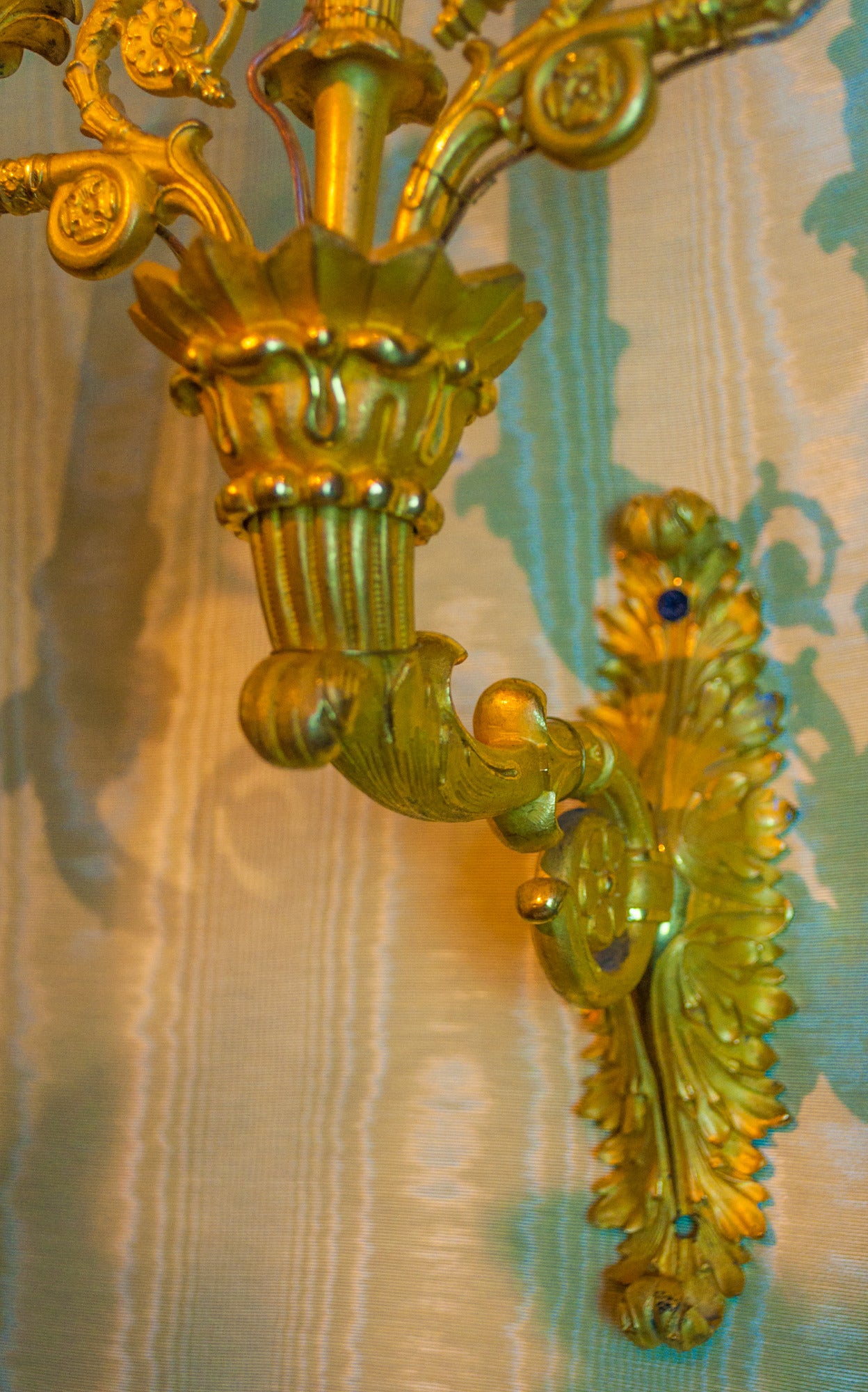 19th Century Pair of Emire Style Gilt Bronze Three-Arm Wall Light Sconces For Sale