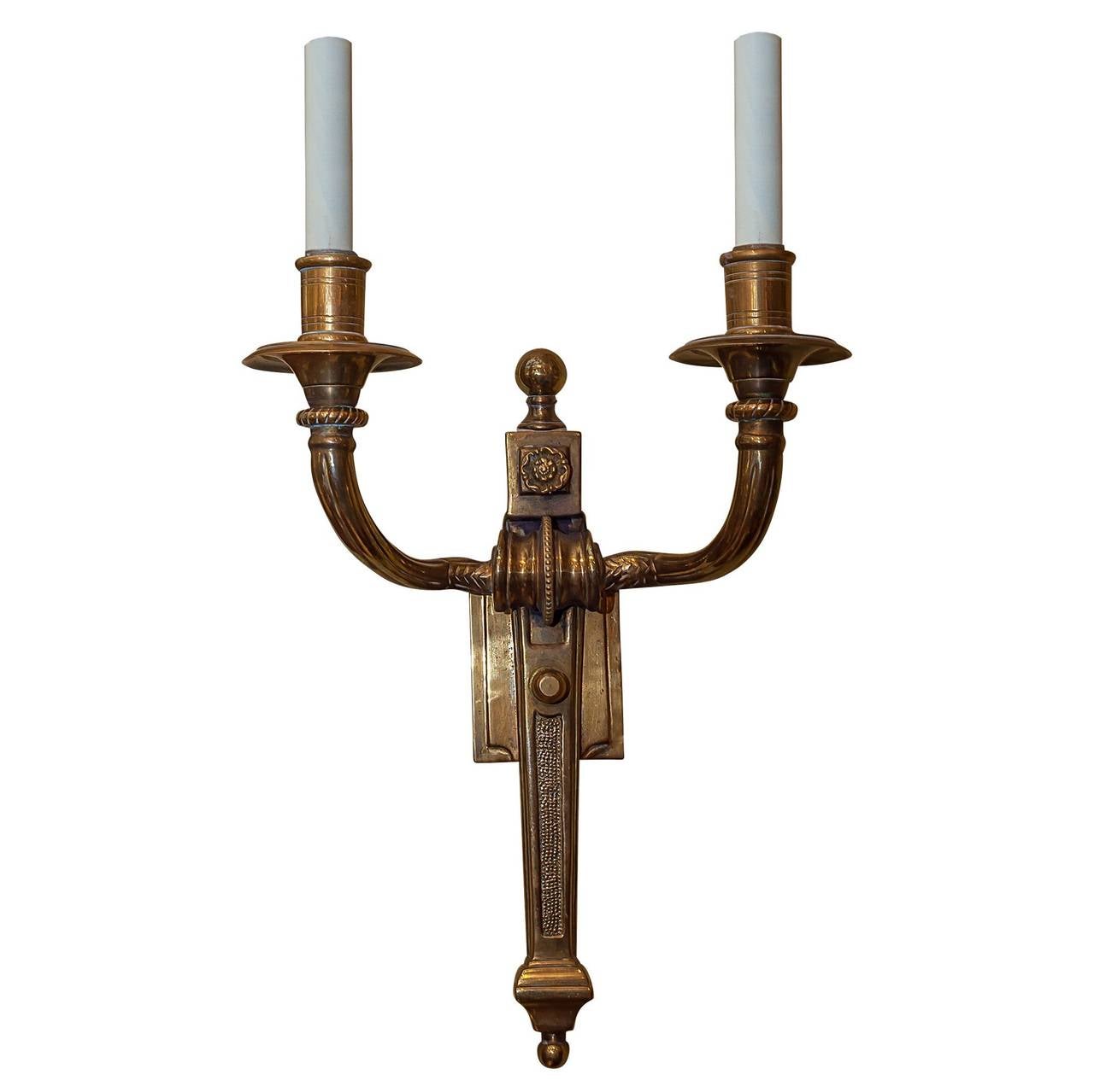 Set of four Gilt Bronze Neoclassical two-Arm Wall Light Sconces
Stock Number: L214