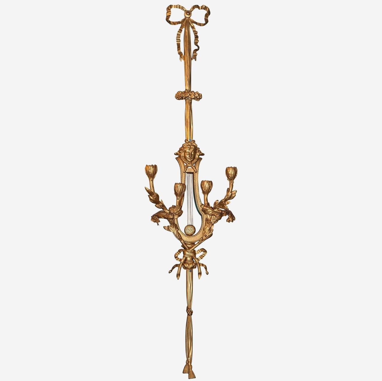 Matched Set of Four Gilt Bronze Louis XVI Style Four-Arm Wall Light Sconces
