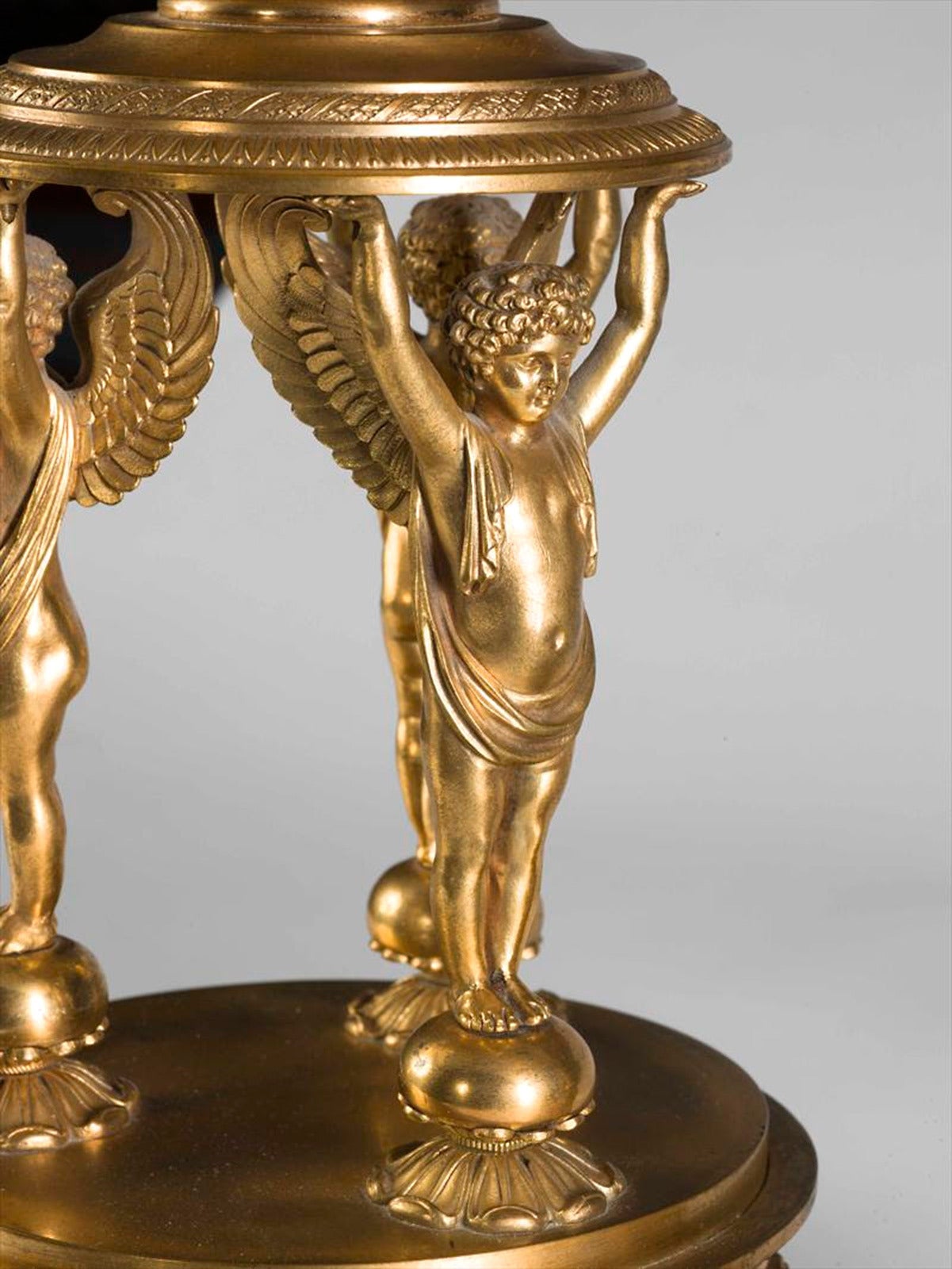 Pair of Empire Style Gilt Bronze Figural Tazza