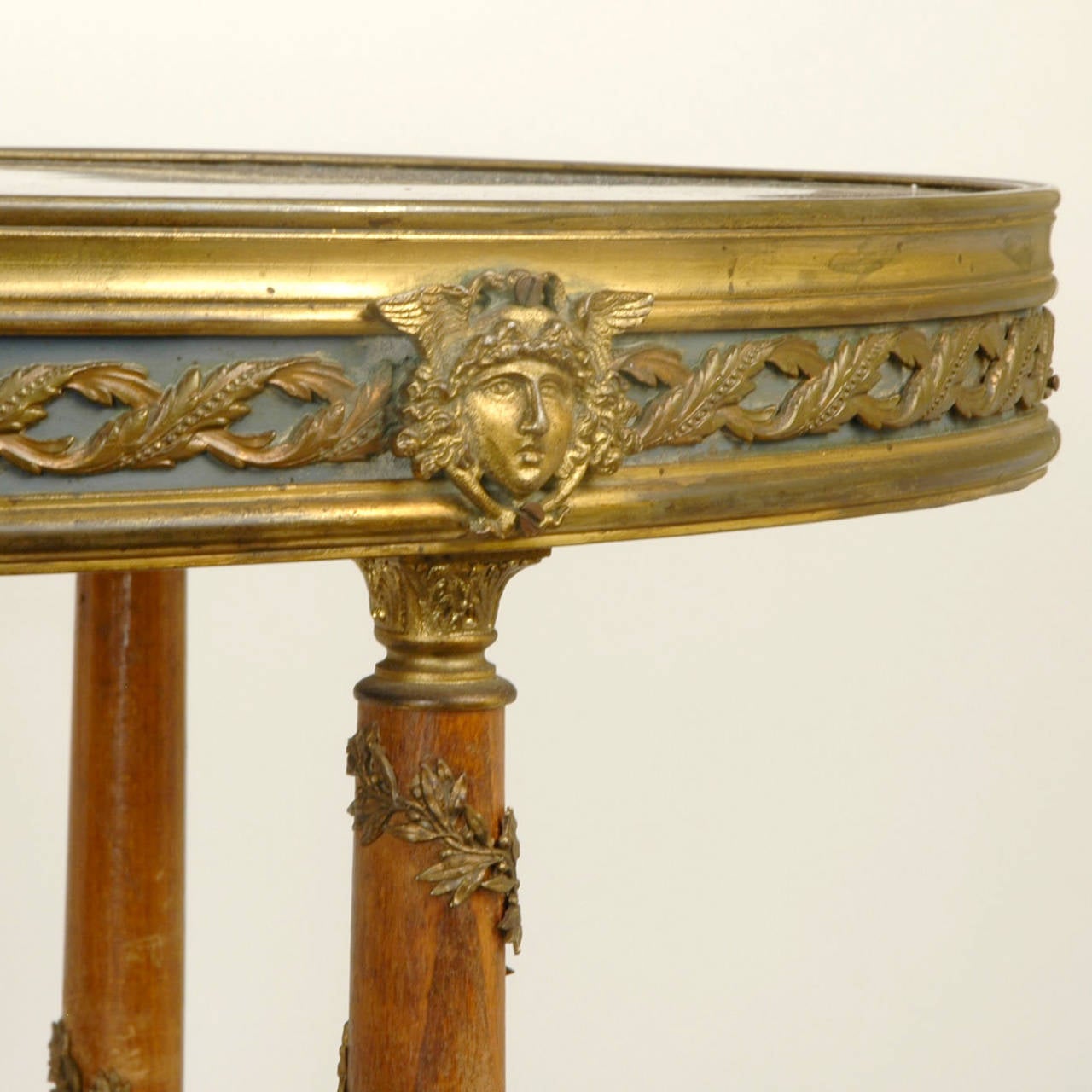 French Fine Louis XVI Style Bronze-Mounted Oval Side Table