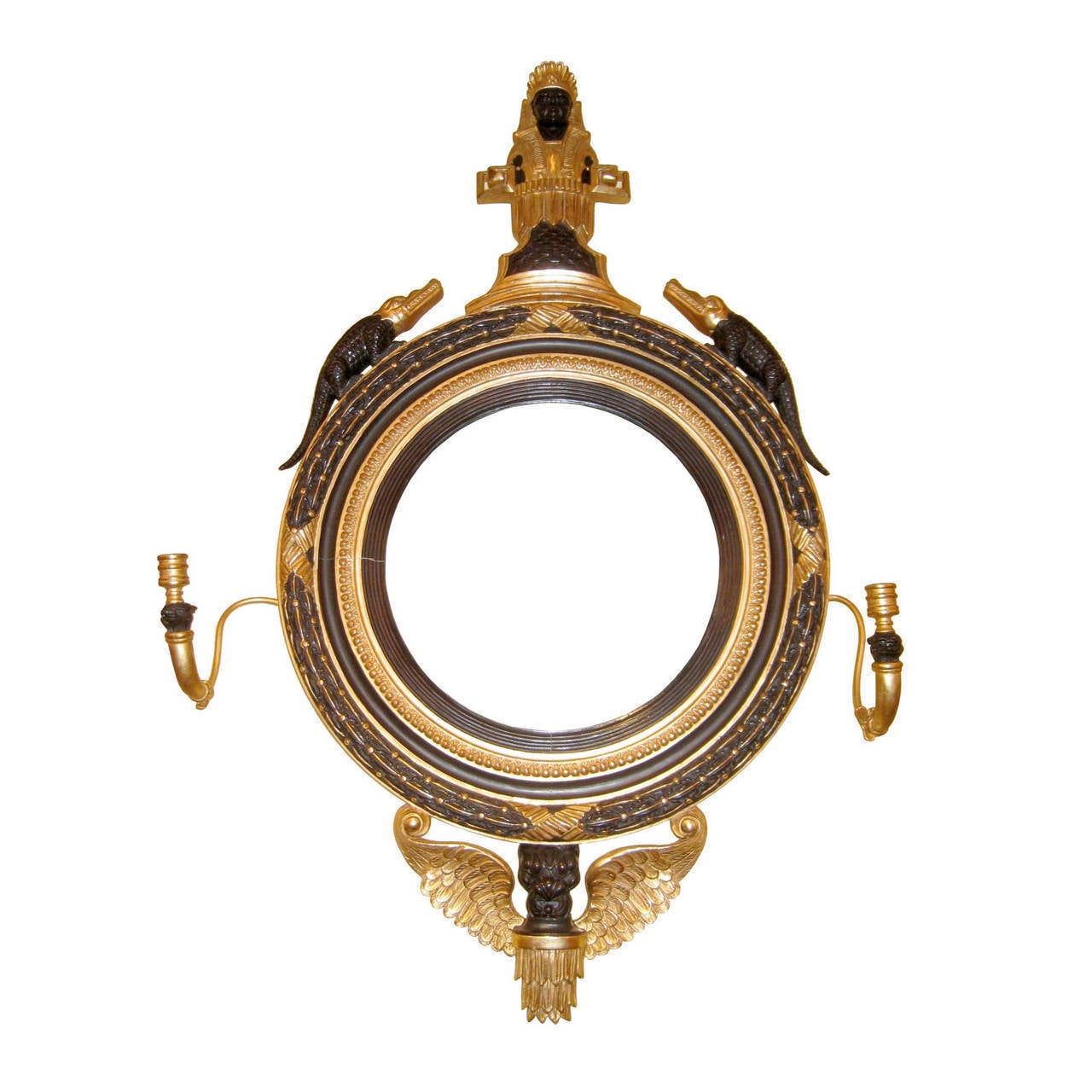 Egyptian Revival Girandole Giltwood Wall Mirror at 1stDibs